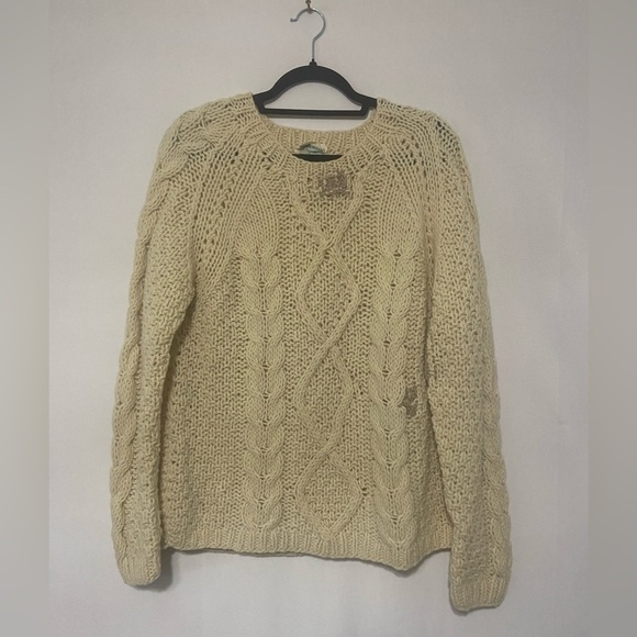 Blairmoor Original Italian vintage cream chunky cable knit sweater L - Picture 2 of 7